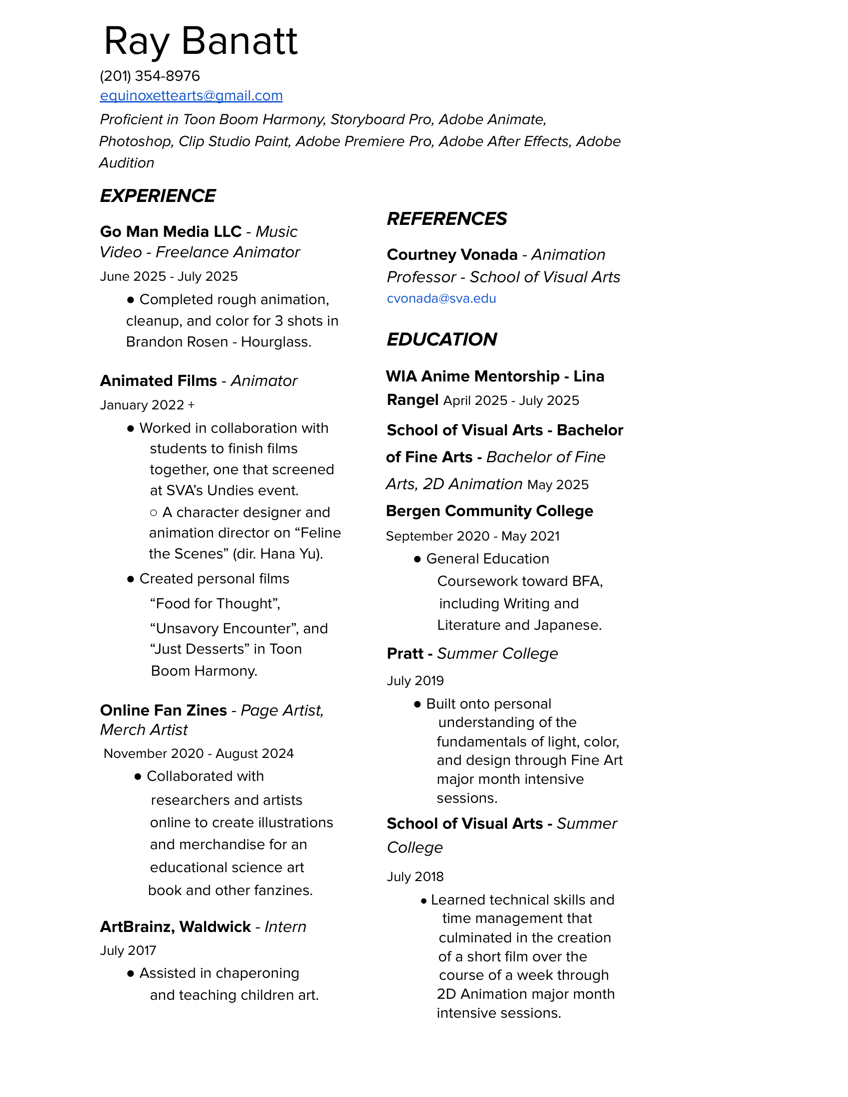 Ray Banatt Resume